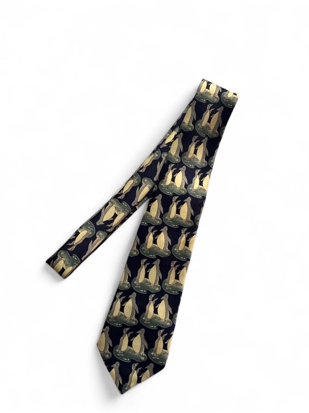 Rene Rofe Black Tie with Yellow Penguin Motif